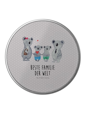 Mr. & Mrs. Panda Kaffeedose Koala Familie zwei mit Spruch in Grau Pastell
