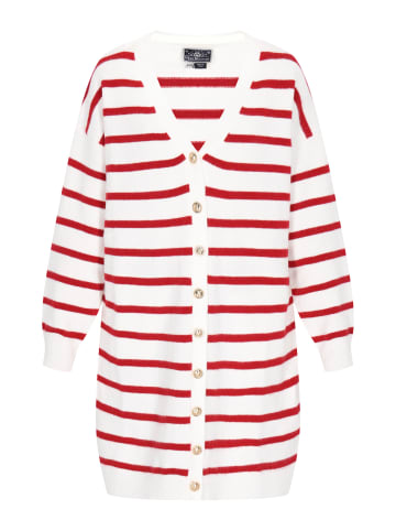 DreiMaster Maritim Women Cardigan in offwhite red stripe