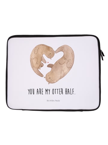 Mr. & Mrs. Panda Notebook Tasche Otter Herz mit Spruch in Weiß