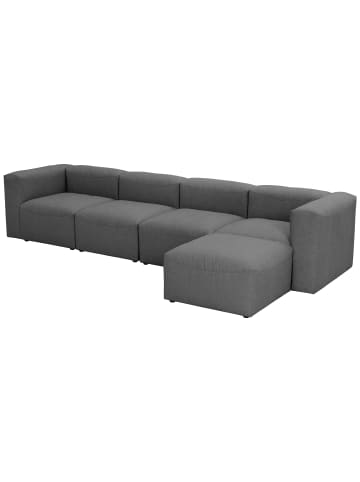 58 aufm Kessel SOFA 4-Sitzer mit Hocker rechts Kattrina Flachgewebe anthrazit