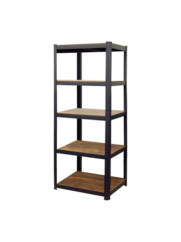 relaxdays Schwerlastregal in Schwarz/Braun - (B)80 x (H)200 x (T)60 cm