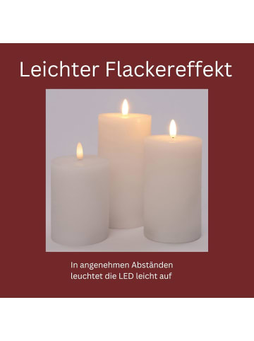 Novaliv 3er Set Led Kerzen 7,5cm ø Kerze flackernde Flamme mit Fernbedingung W in Weiß