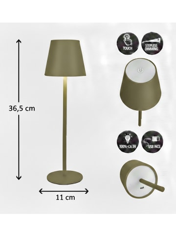 Coen Bakker LED Tischlampe dimmbar Innen & Außen 36,5x11cm Glatt in Grün