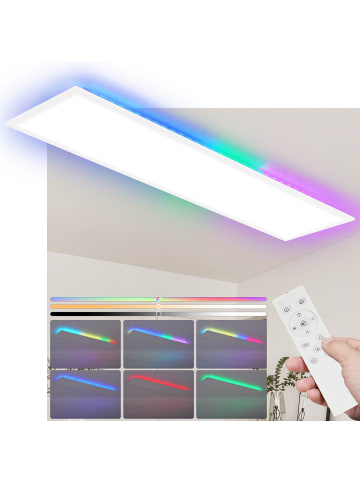 ZMH LED Deckenleuchte in weiß 36W Dimmbar RGB Flach Deckenpanel L 120cm