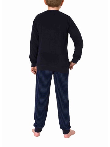 NORMANN langarm Frottee Schlafanzug Pyjama Bündchen - 77728 in blau