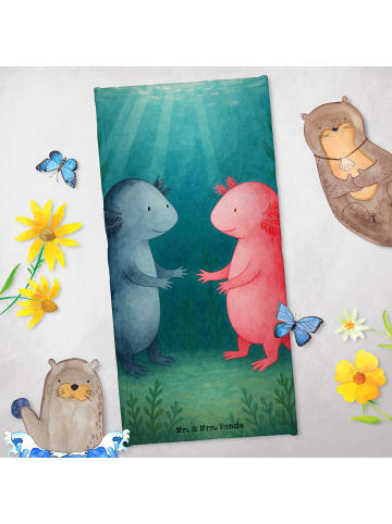 Mr. & Mrs. Panda Sport Handtuch Axolotl Liebe Design ohne Spruch in Weiß