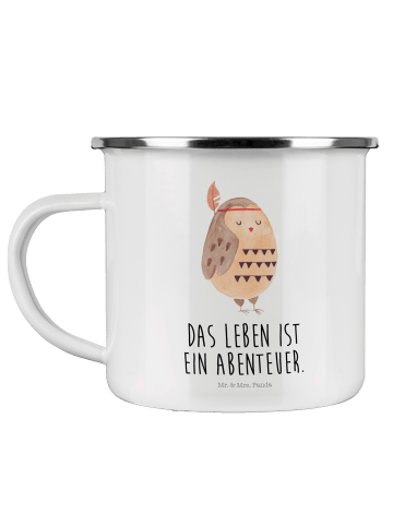 Mr. & Mrs. Panda Pott Eule Federschmuck mit Spruch in Weiß