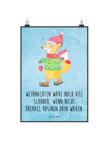 Mr. & Mrs. Panda Poster Fuchs  Schlittschuhe mit Spruch in Eisblau
