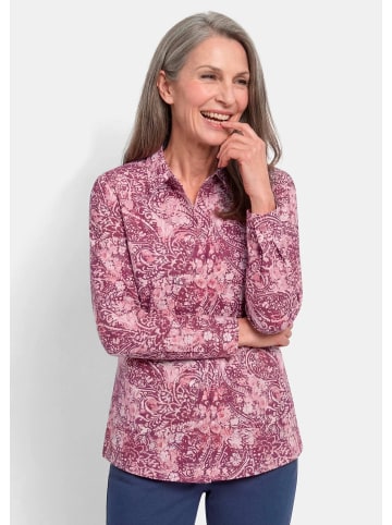 GOLDNER Kurzgröße: Hemdbluse mit Paisley-Druck in bordeaux / gemustert