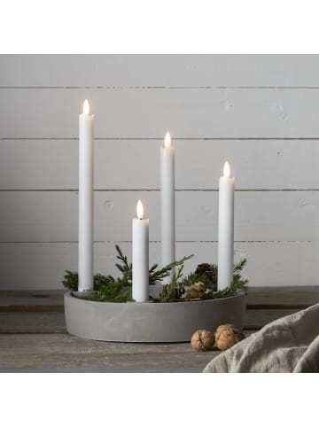 STAR Trading LED-Stabkerzen Flamme, Echtwachs, 4er-Set, weiß 