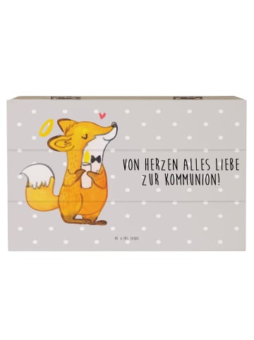 Mr. & Mrs. Panda Schatulle Fuchs Kommunion mit Spruch in Grau Pastell