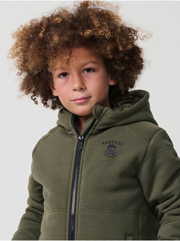 KOROSHI Gestrickte Jungenjacke mit Kapuze in khaki