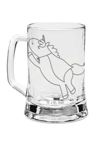 Mr. & Mrs. Panda Bierkrug Glas Einhorn Super ohne Spruch in Transparent