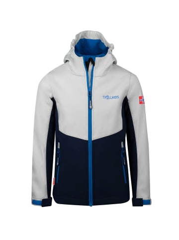 Trollkids Softhsell Jacke "Kristiansand" in Wolkengrau/Marineblau