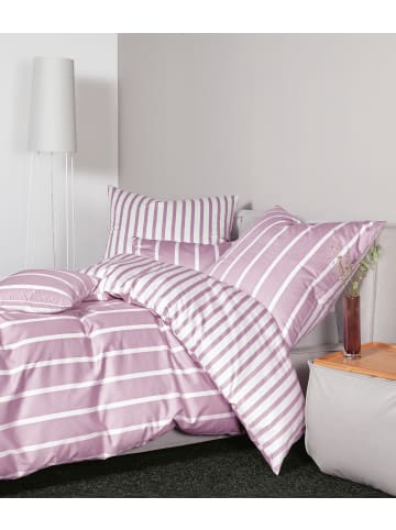 Janine Baumwoll Bettwäsche Modernclassic Streifenlook in kreiderosa