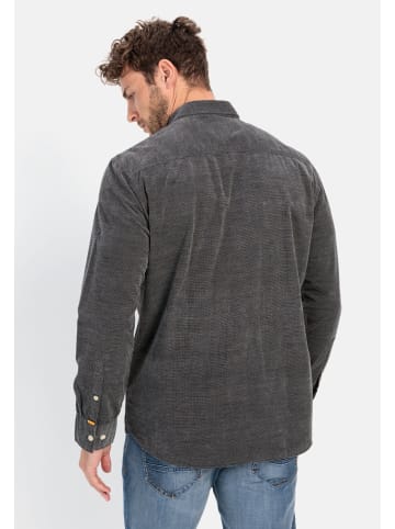Camel Active Langarm Hemd in Regular Fit aus Cord in Dunkel Grau