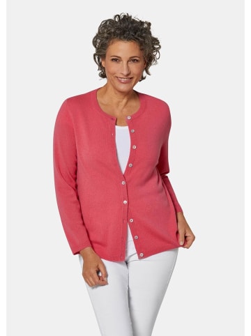 GOLDNER Eleganter Herbstcardigan mit Rundhals in koralle