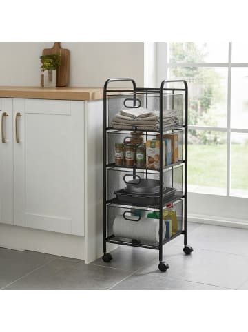 relaxdays Rollwagen in Schwarz - (B)32 x (H)92,5 x (T)33 cm