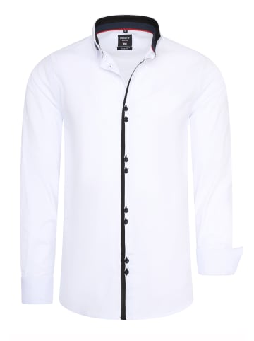 Rusty Neal Freizeit-Hemd mit Doppel-Knopf-Verschluss in Weiß