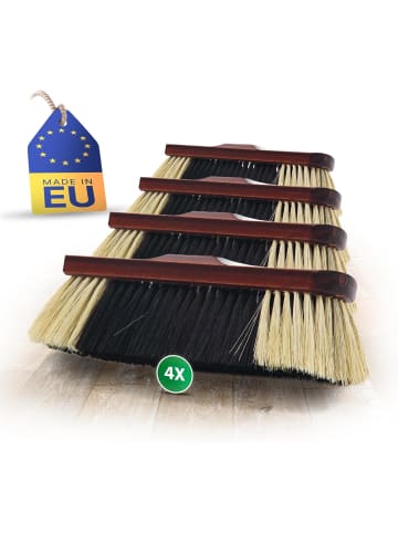 Novaliv 4X Zimmerbesen ROSSHAAR Mischung Besen weiche Borsten Schrankbesen Gem in Braun