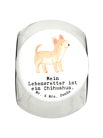 Mr. & Mrs. Panda Leckerli Glas Chihuahua Lebensretter mit Spruch in Weiß