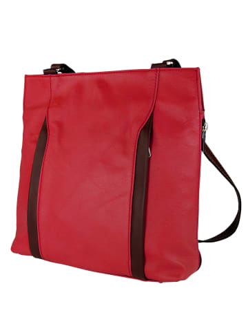 Toscanto Toscanto Schultertasche, Cityrucksack Leder rot, braun ca. 29cm