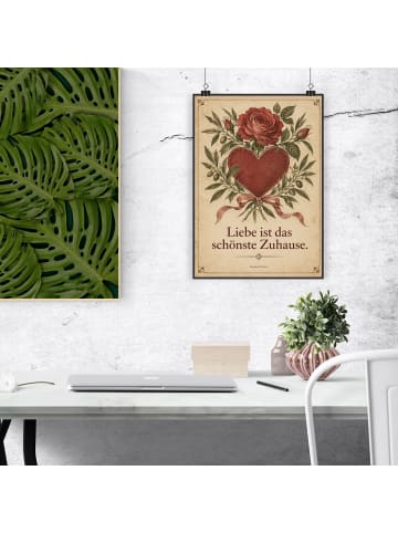 Wandposter Herz nostalgisch Design mit Spruch in Weiß