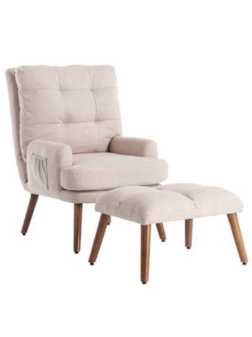 ABRIHOME Loungesessel mit Fußstütze in Beige, Rückenlehne 5-stufig verstellbar