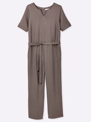 sheego Jumpsuit in dunkeltaupe