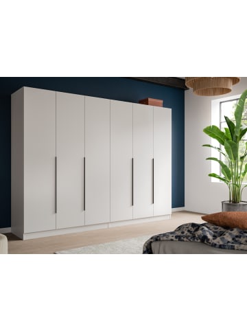 Inn.Furn Kleiderschrank weiß 6-türig 240 x 181 cm, Drehtürenschrank mit Kleiderstange
