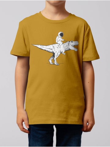 wat? Apparel T-Shirt Astronaut on T-Rex in Ocker