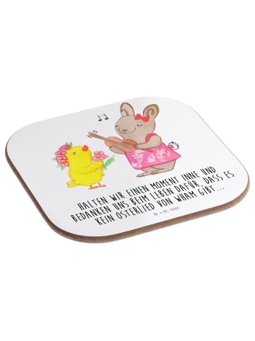 Mr. & Mrs. Panda Glasuntersetzer Ostern Frühlingsgefühle mit Spruch in Weiß