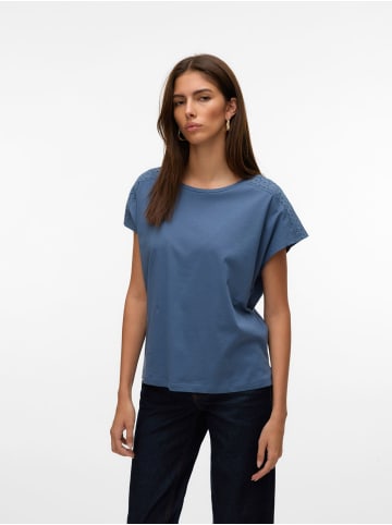 Vero Moda Trendiges Sommer Shirt mit Spitze Rundhals in Blau-2