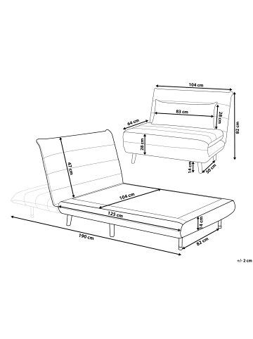Beliani Schlafsofa SETTEN in Beige/Braun - (W) 104 x (H) 82 x (L) 90 cm