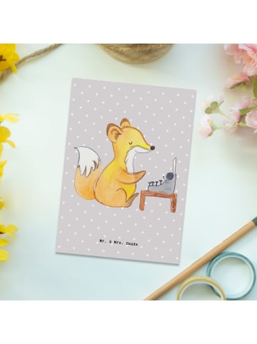 Mr. & Mrs. Panda Grußkarte Schriftsteller Herz ohne Spruch in Grau Pastell