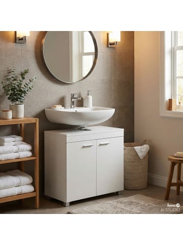 home24 Waschbeckenunterschrank Baymot Türen in Weiß