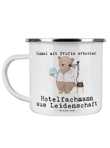 Mr. & Mrs. Panda Camping Emaille Tasse Hotelfachmann Leidenschaf... in Weiß