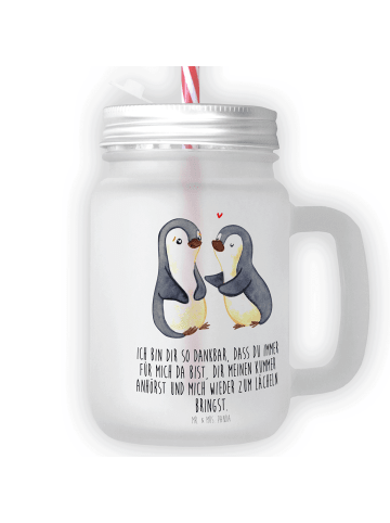 Mr. & Mrs. Panda Glas Pinguine trösten mit Spruch in Transparent