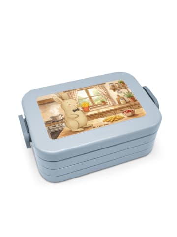 Mr. & Mrs. Panda Brotdose Hase Pommes Design ohne Spruch in Blau Pastell