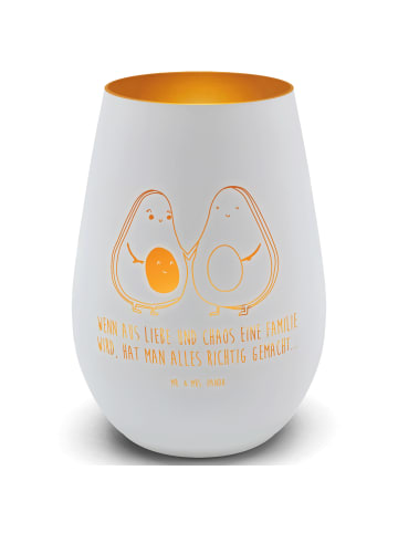 Mr. & Mrs. Panda Gold Windlicht Avocado Pärchen mit Spruch in Weiß