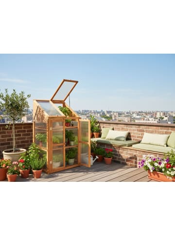 Beliani Balkongewächshaus VOLVERA in Braun/Transparent - (W) 67 x (H) 114 x (L) 49 cm