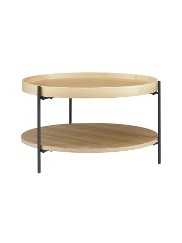 SalesFever Couchtisch Ø 69 cm mit Metallgestell matt und 2 Ablageflächen in Natur