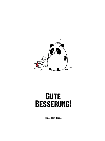 Mr. & Mrs. Panda Thermosflasche Panda Gute Besserung mit Spruch in Weiß