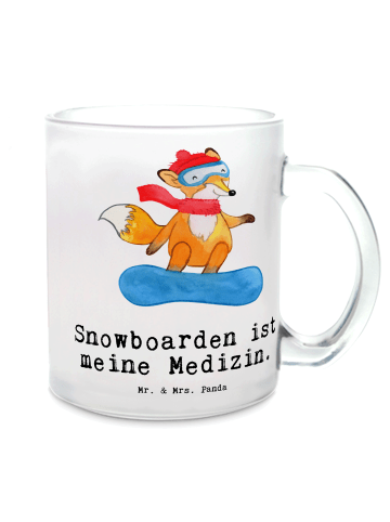 Mr. & Mrs. Panda Pott Hase Snowboarden mit Spruch in Transparent