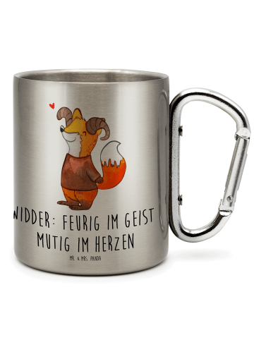 Mr. & Mrs. Panda Thermo Kaffeebecher Widder Astologie mit Spruch in Silber