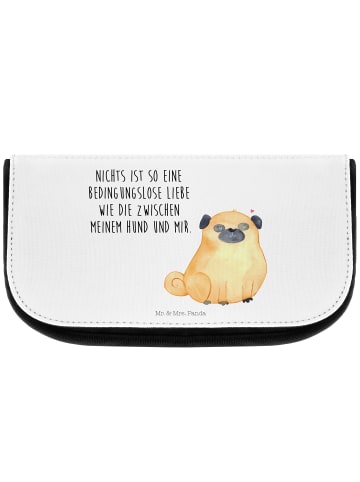 Mr. & Mrs. Panda Kulturbeutel Mops mit Spruch in Weiß