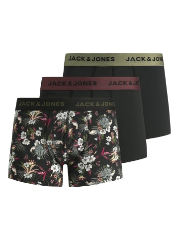 Jack & Jones Trunks 'Flower' 3er Pack in schwarz