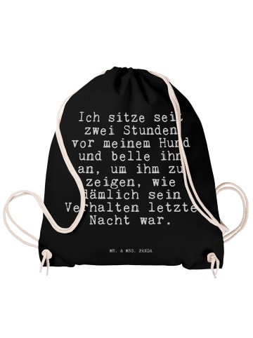 Mr. & Mrs. Panda Sportbeutel Ich sitze seit zwei... mit Spruch in Schwarz