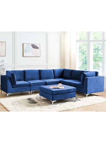 Beliani 7-tlg Modulsofa EVJA in Blau linksseitig