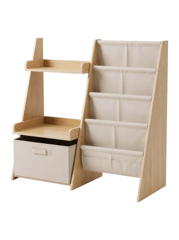 relaxdays Bücherregal in Weiß/ Natur - (B)84,5 x (H)80 x (T)34,5 cm